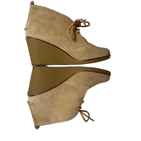 Sperry Top Sider Women's Sz: 9.5 Tan Harlow Lace Up Suede Leather Wedge Bootie - Picture 8 of 14